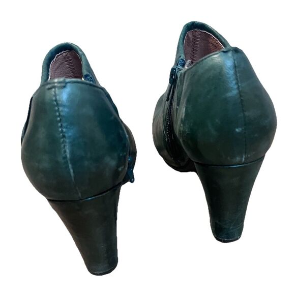 Mix Mooz Maya Green Leather Button Heeled Booties Retro Whimsical Boho Size 8 - Picture 5 of 10